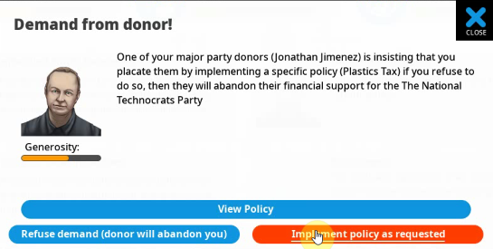 democracy 4 demand from donor